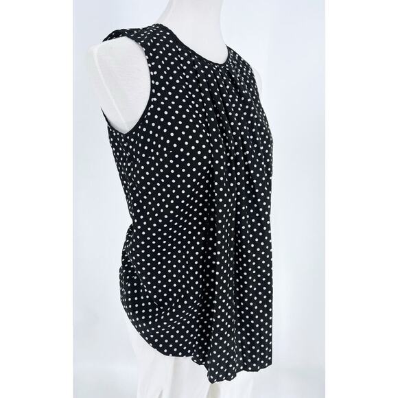Michael Michael Kors Black and White Polka Dot Pleated Blouse Size Small - Picture 2 of 4